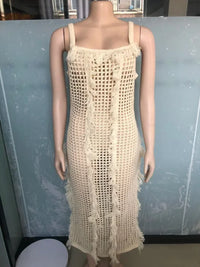 Tassel Sleeveless Crochet Hollow-Out Maxi Dress