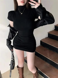 Pleated Waist Mini Dress