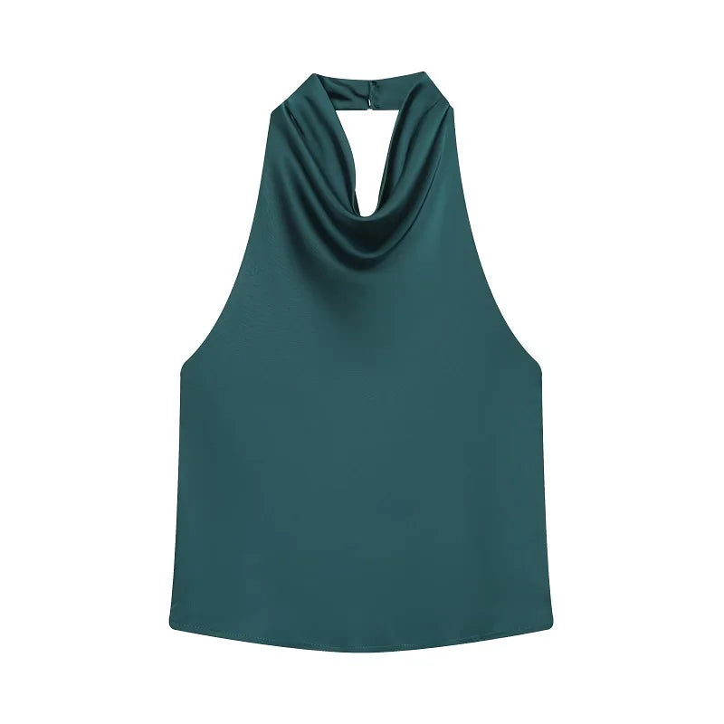 Satin Backless Halter Camisole Top