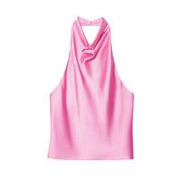Satin Backless Halter Camisole Top