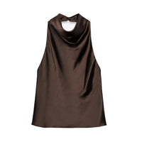 Satin Backless Halter Camisole Top