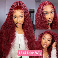 99J Burgundy Deep Wave Human Hair Wig