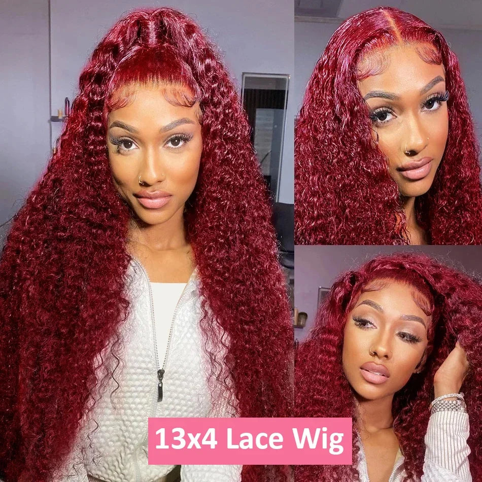 99J Burgundy Deep Wave Human Hair Wig
