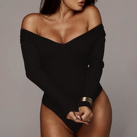 V-Neck Long Sleeve Knit Bodysuit