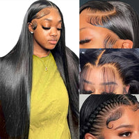 13x4 13x6 Natural Color Full Frontal 360 HD Transparent Lace 40 46 Inch Long Straight 7x6 Closure Human Hair Pre plucked Wigs