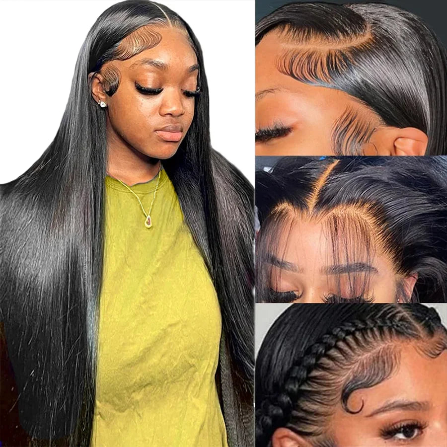 13x4 13x6 Natural Color Full Frontal 360 HD Transparent Lace 40 46 Inch Long Straight 7x6 Closure Human Hair Pre plucked Wigs