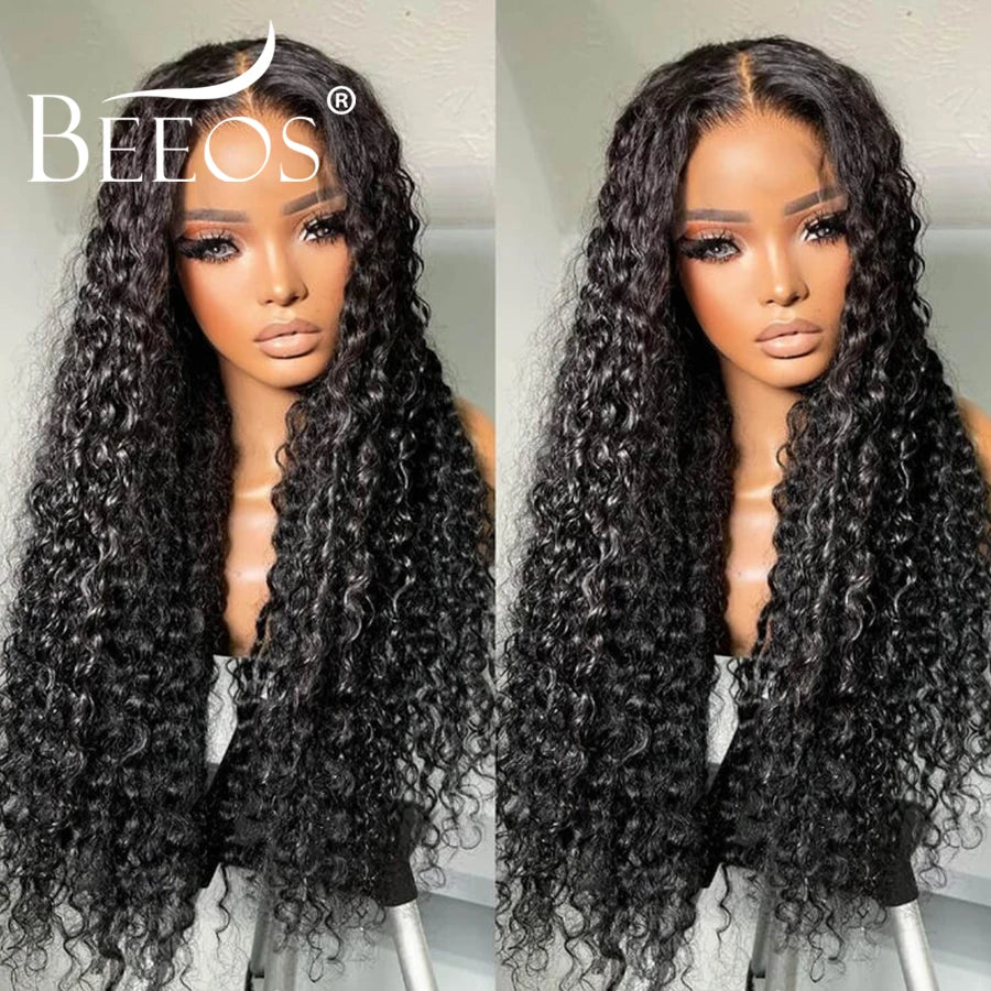 Jet Black Curly 13x6 HD Lace Frontal Wig – Pre Plucked Remy Hair