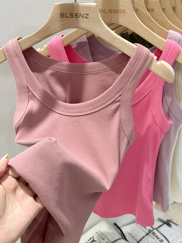Ribbed Round Neck Tank Top