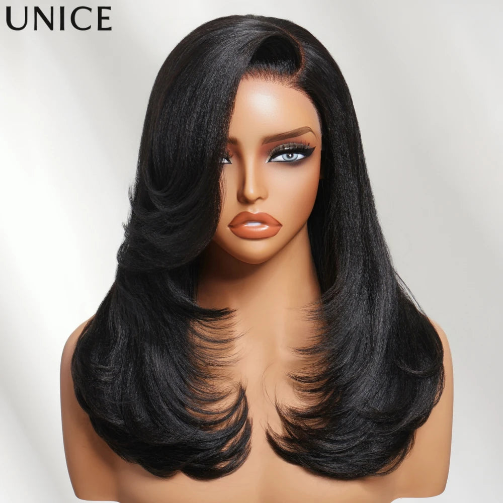 Yaki Straight Glueless Wig – 7x5 HD Lace with Feathered Layers