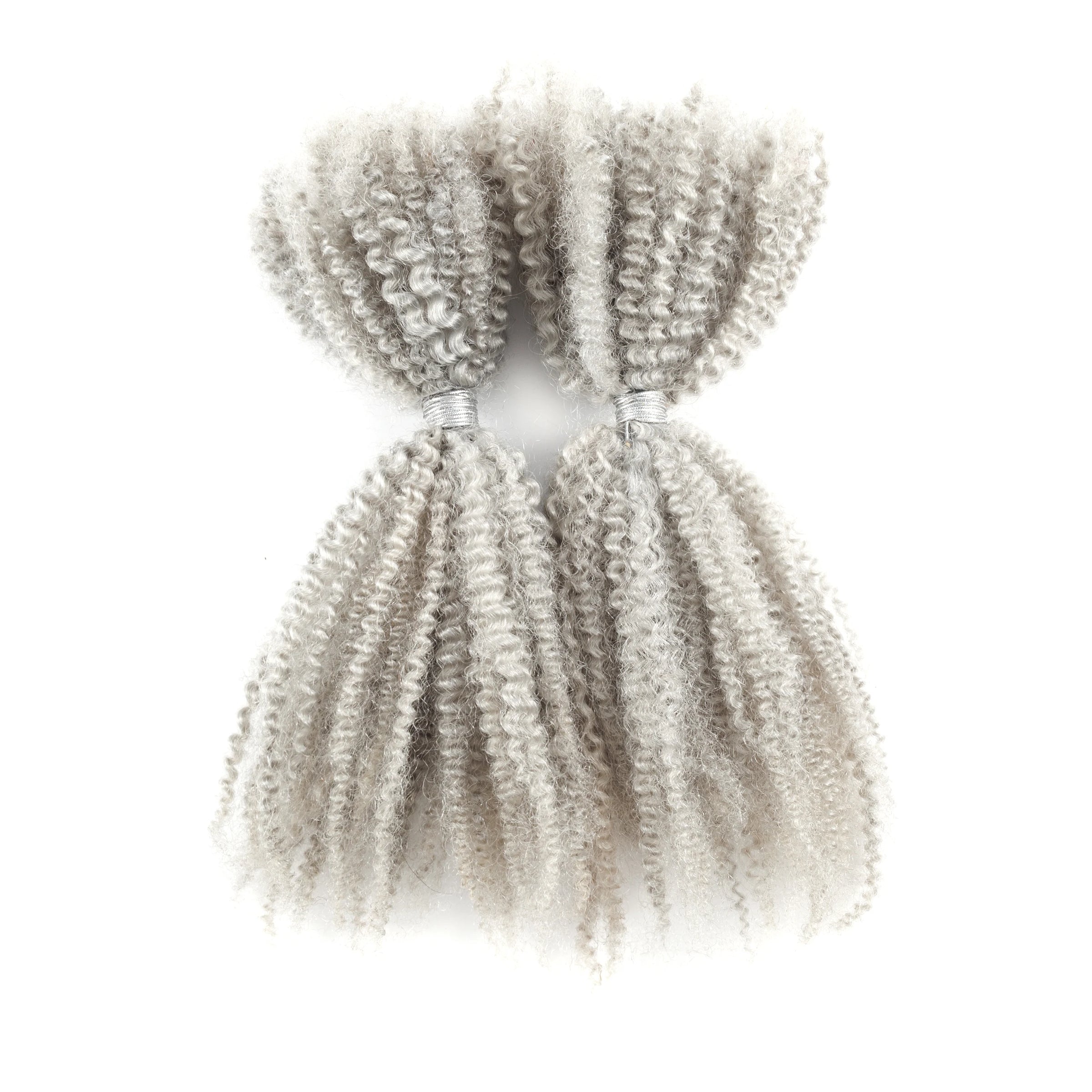Grey 4C Afro Kinky Bulk Human Hair Extensions