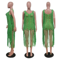 Fringe Tassel Crochet Beach Cover-Up Maxi Dress