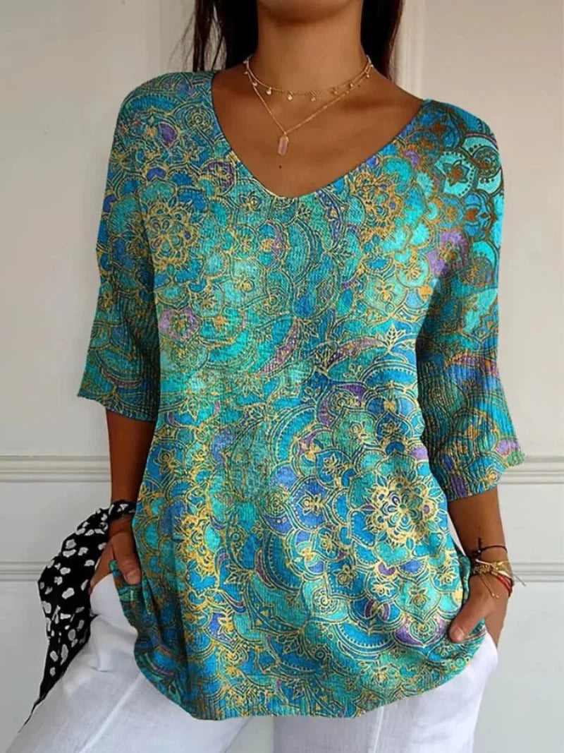 Alexandra | Women'S Retro Art Print Casual Pullover Knit