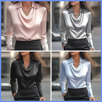 Vintage Satin Long Sleeve Silk Blouse