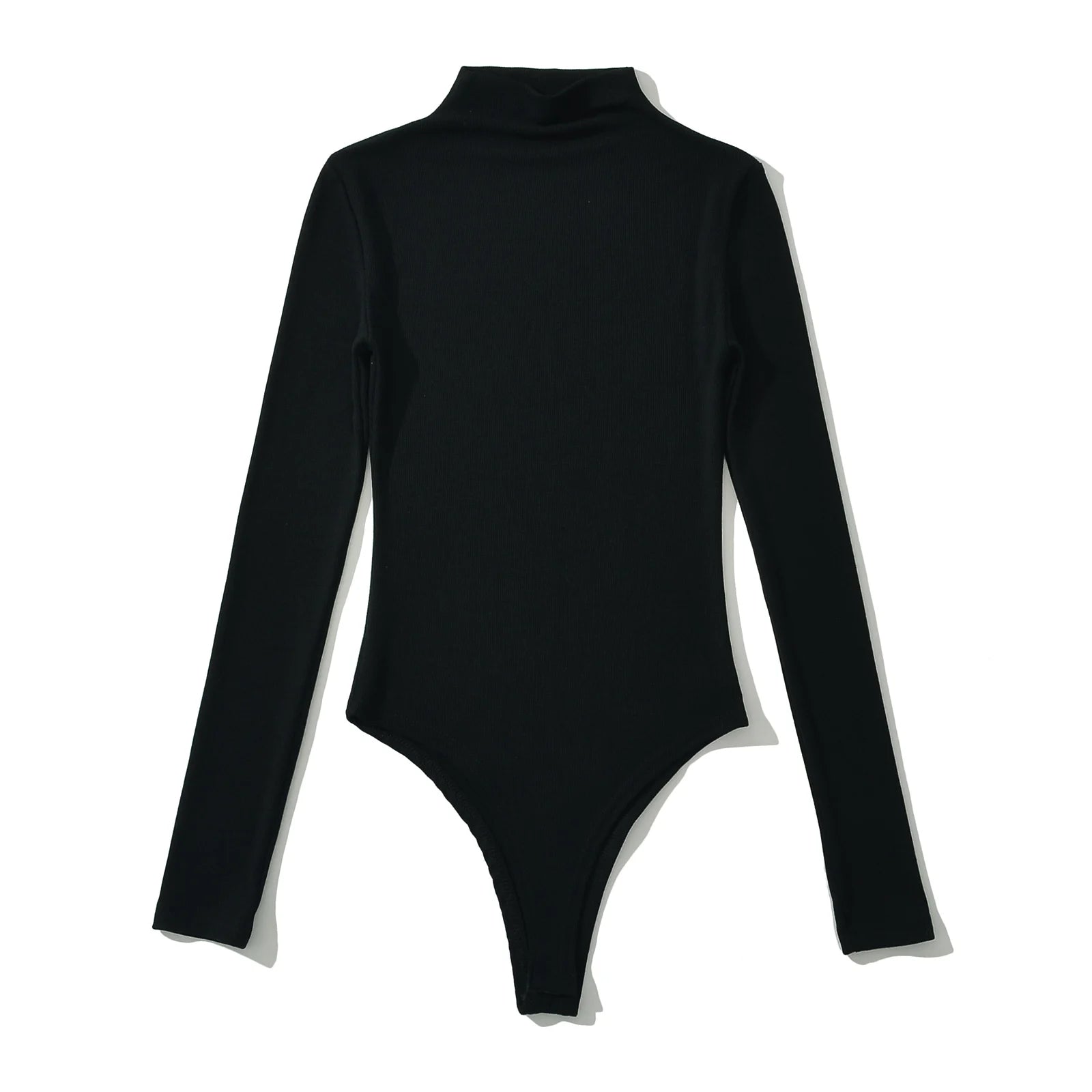 Stand Collar Ribbed Long Sleeve Bodycon Romper