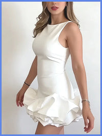 3D Floral Patchwork Backless Sleeveless Mini Dress