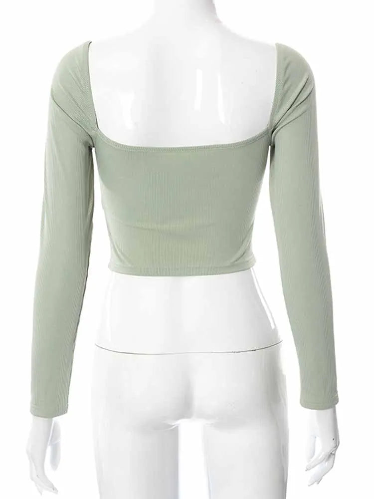 Hollow-Out Backless Ribbed Crop Top
