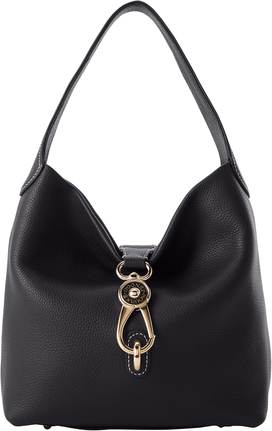 Women'S Small Logo Lock Sac Shoulder Bag in Pebble Grain Leather, with Signature Closure