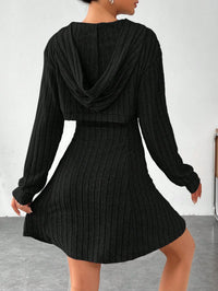Ribbed Knit Cutout Crop Top & Flared Skirt Set
