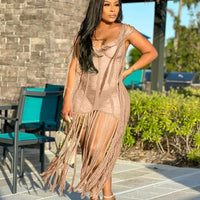 Fringe Tassel Crochet Beach Cover-Up Maxi Dress
