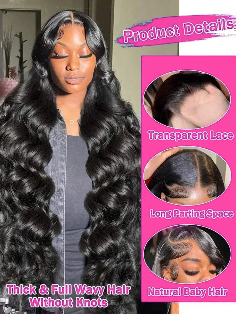 Body Wave HD Lace Wig – Natural Black 13x4 & 13x6 | 180–220 Density