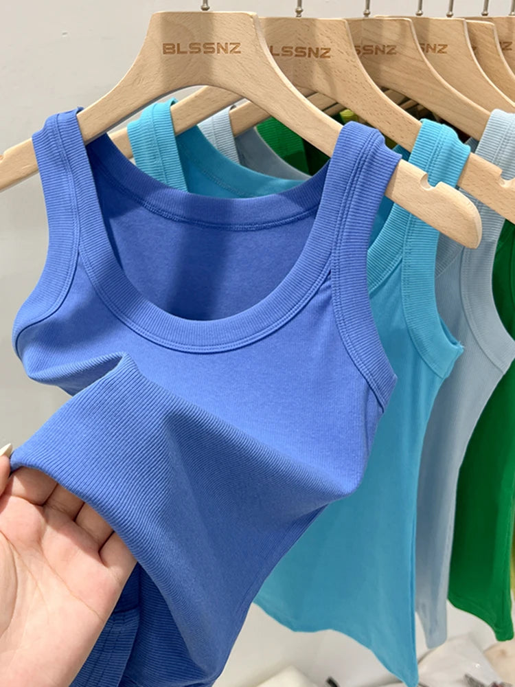 Ribbed Round Neck Tank Top