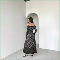 Off-Shoulder Lace Long Sleeve Bodycon Maxi Gown