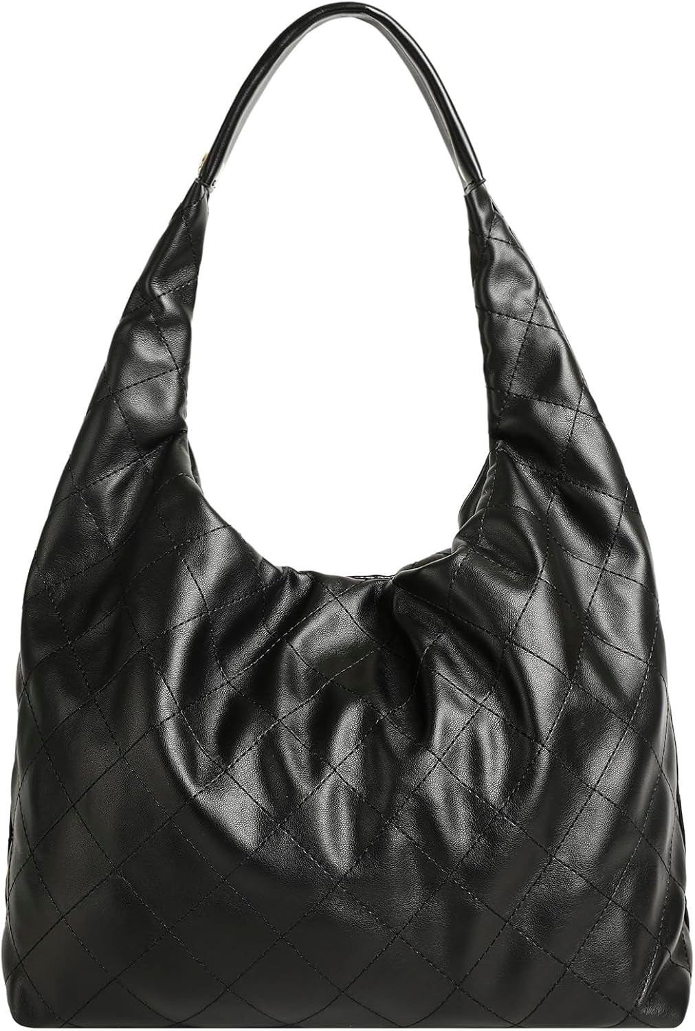 Quilted Vegan Leather Tote Handbag for Women, Soft Leather Slouchy Shoulder Bag