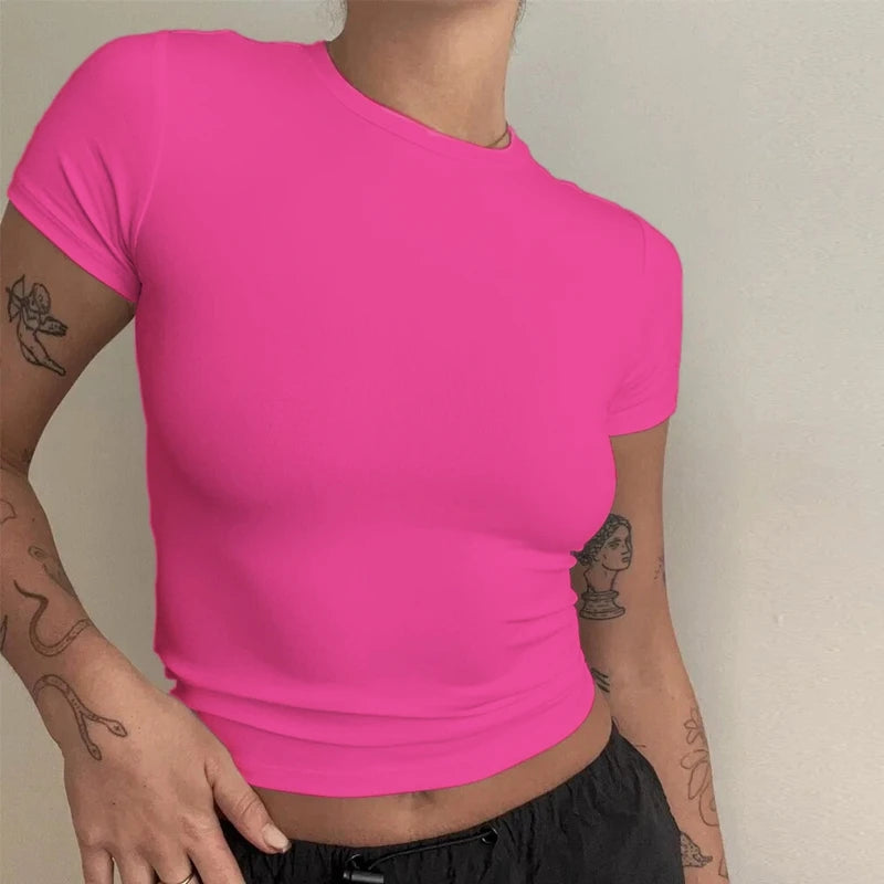 Slim Fit O-Neck Knit Sheath Tee