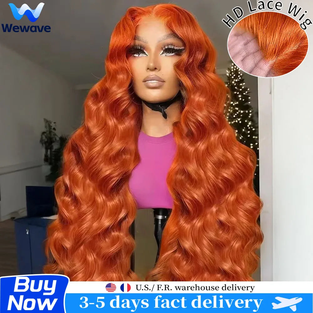 Body Wave Human Hair Wig – 350 Ginger HD Lace