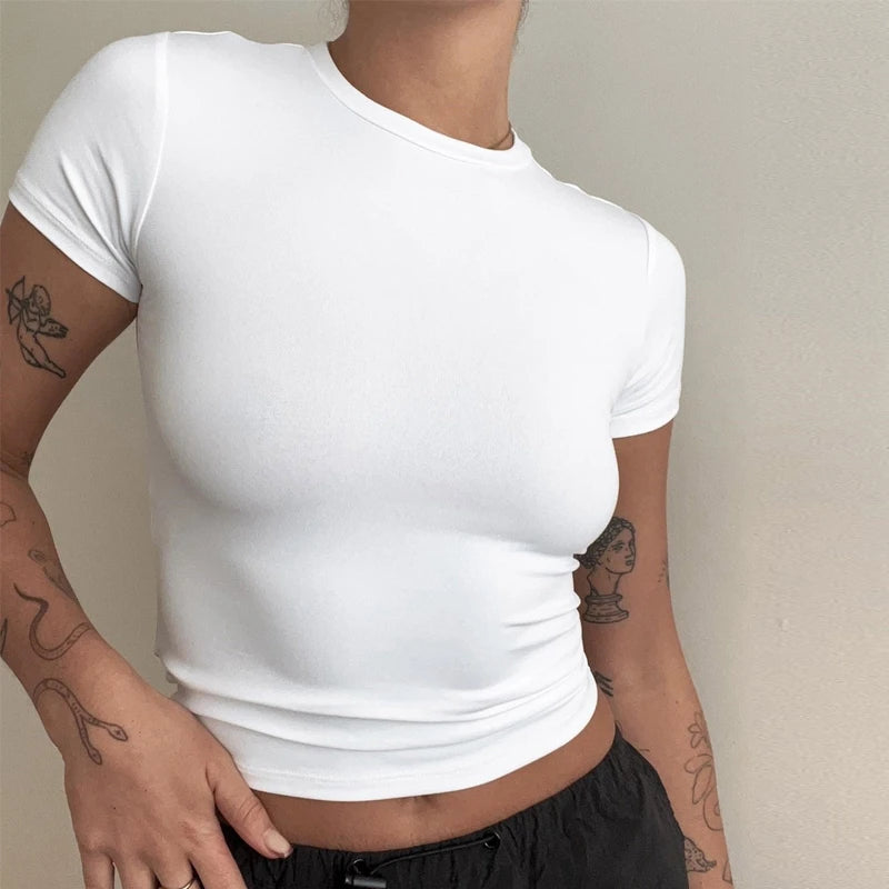 Slim Fit O-Neck Knit Sheath Tee