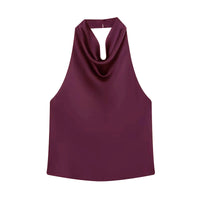Satin Backless Halter Camisole Top