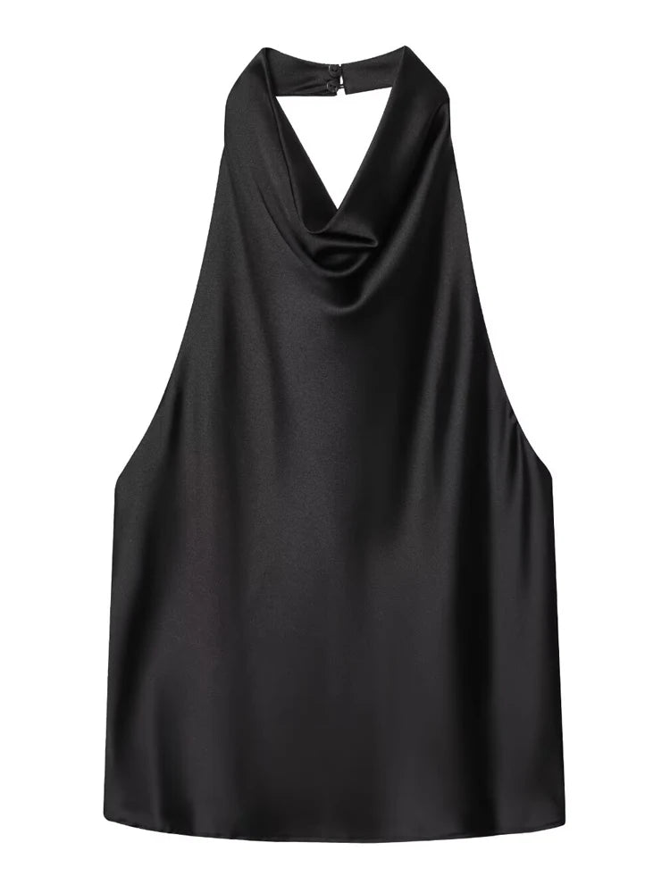 Satin Halter Corset Vest Top