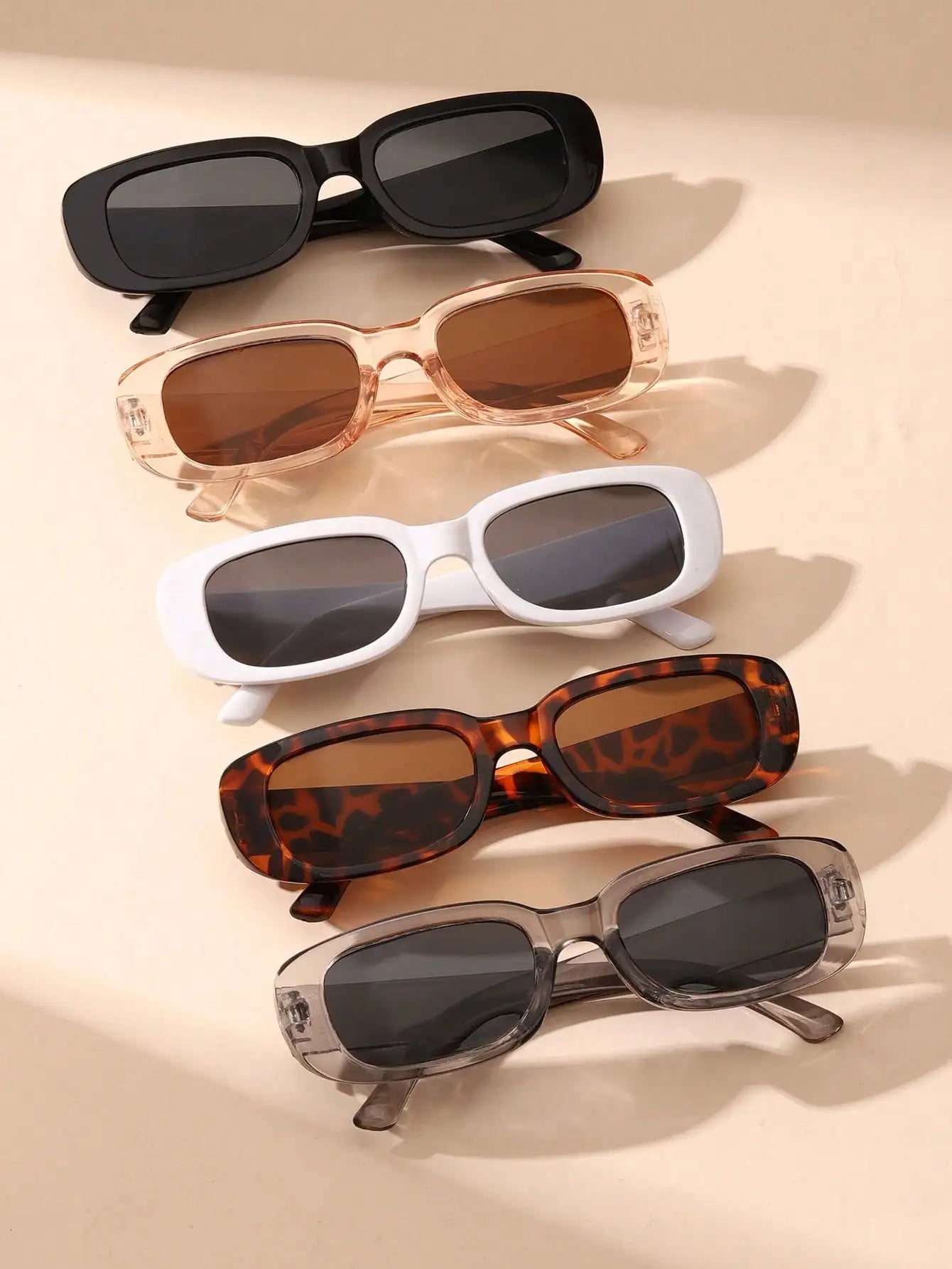 5-Pack Retro Rectangular Sunglasses