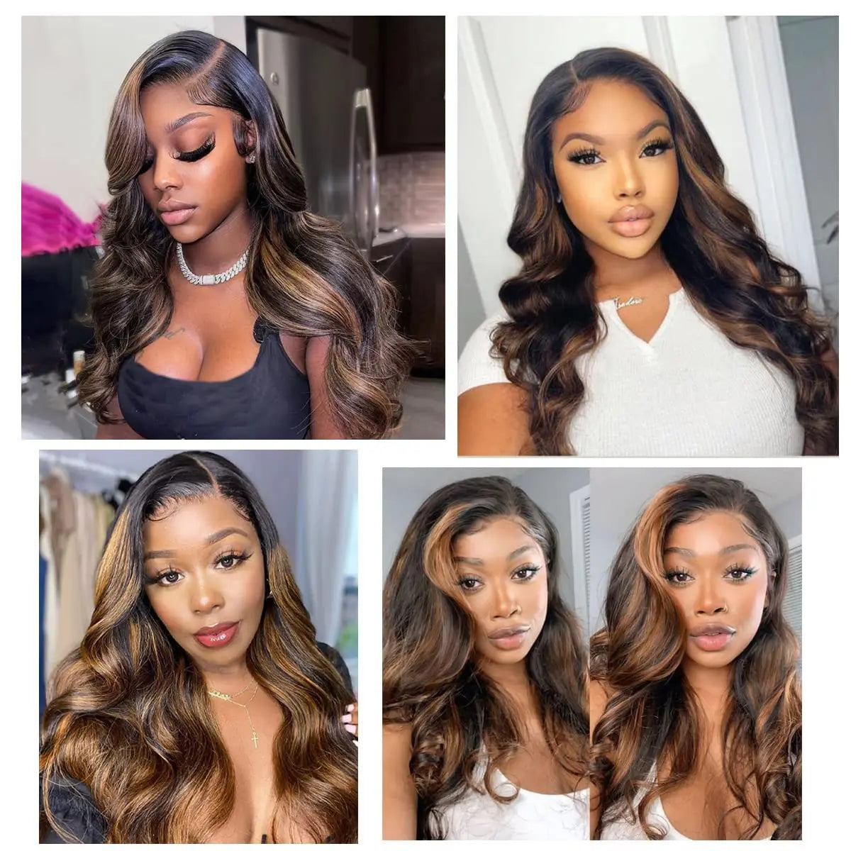 4/27 Highlight Body Wave Human Hair Wig