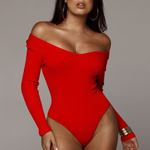 V-Neck Long Sleeve Knit Bodysuit