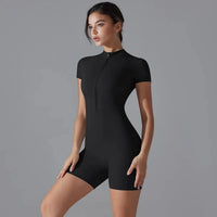 Zip Short Sleeve Gym Bodysuit