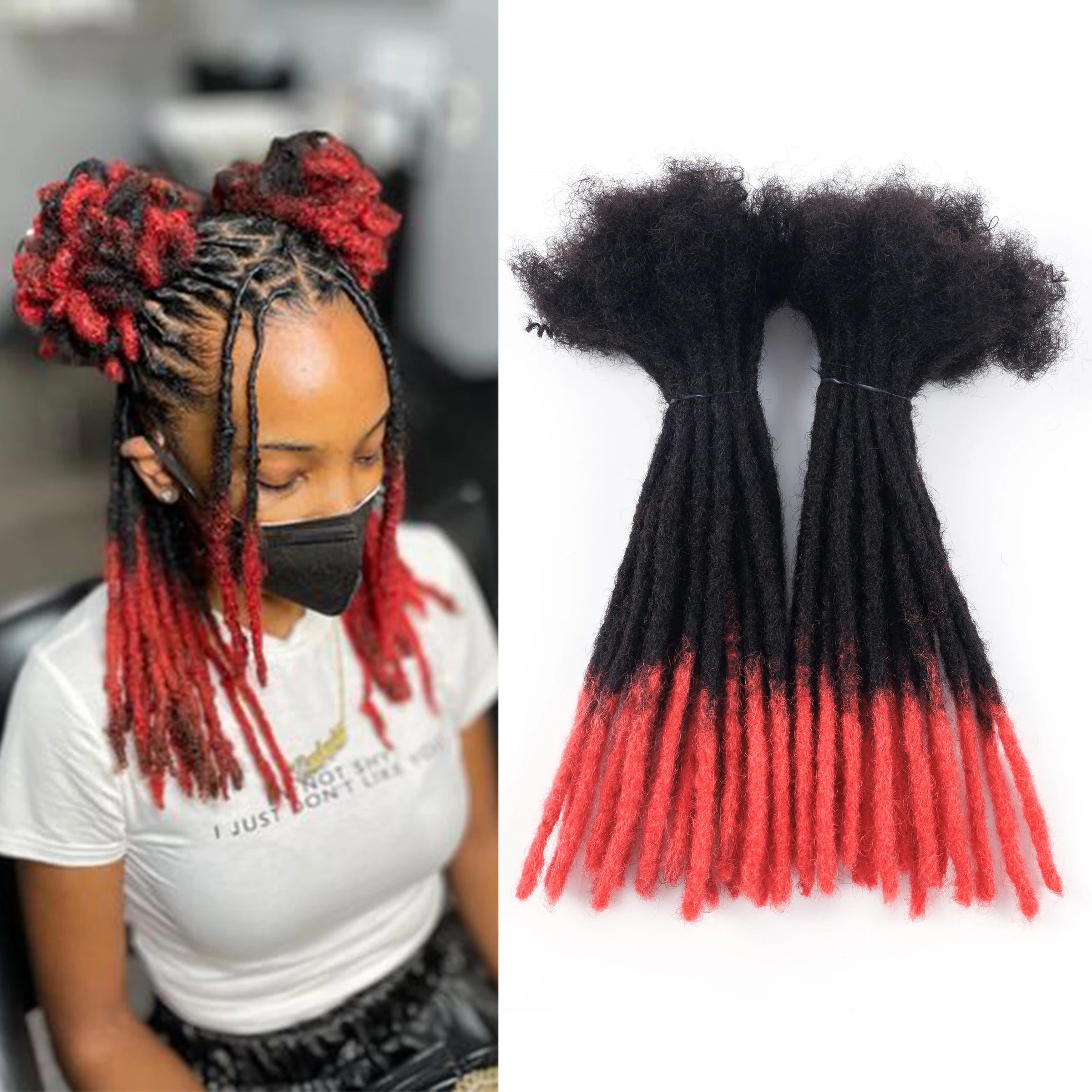 Human Hair Dreadlock Extensions – 1B Red