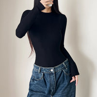 Ribbed Long Sleeve Fleece-Lined Bodysuit