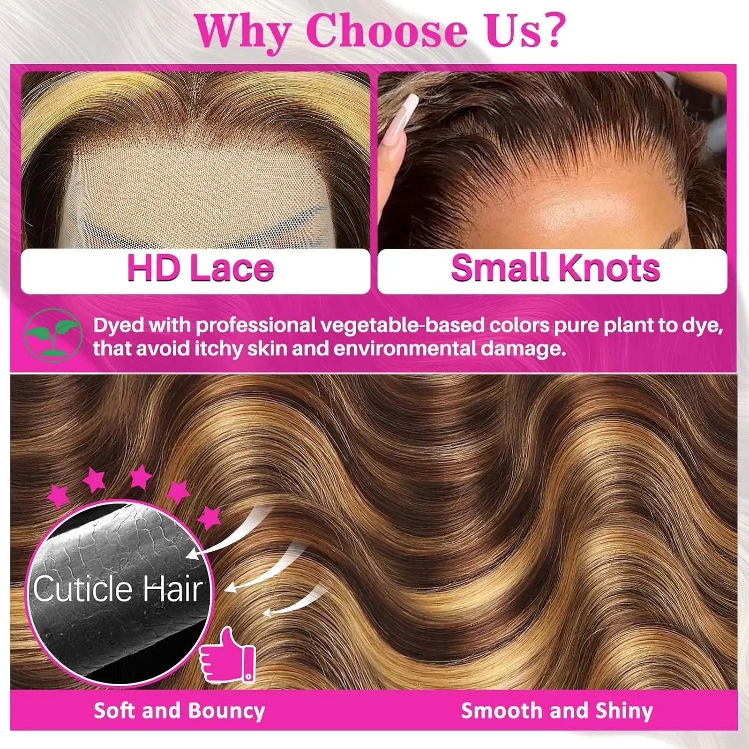 P4/27 Highlight Body Wave HD Lace Frontal Human Hair Wig