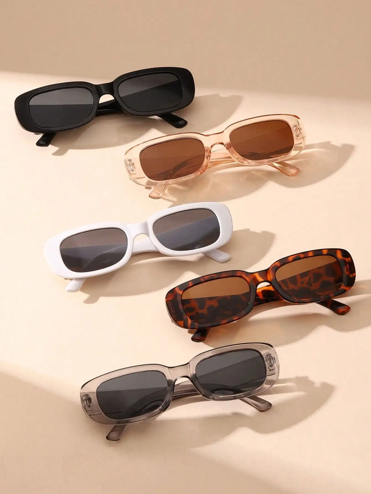 5-Pack Retro Rectangular Sunglasses