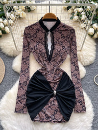 Lace Long Sleeve Bodycon Mini Dress