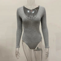 V-Neck Long Sleeve Knit Bodysuit