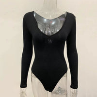 V-Neck Long Sleeve Knit Bodysuit