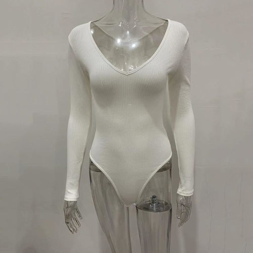 V-Neck Long Sleeve Knit Bodysuit