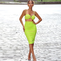Asymmetric Spaghetti Strap Draped Midi Dress