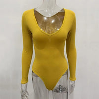 V-Neck Long Sleeve Knit Bodysuit