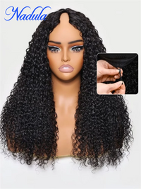 V-Part Jerry Curly Glueless Human Hair Wig