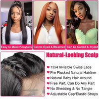 13x4 13x6 Natural Color Full Frontal 360 HD Transparent Lace 40 46 Inch Long Straight 7x6 Closure Human Hair Pre plucked Wigs