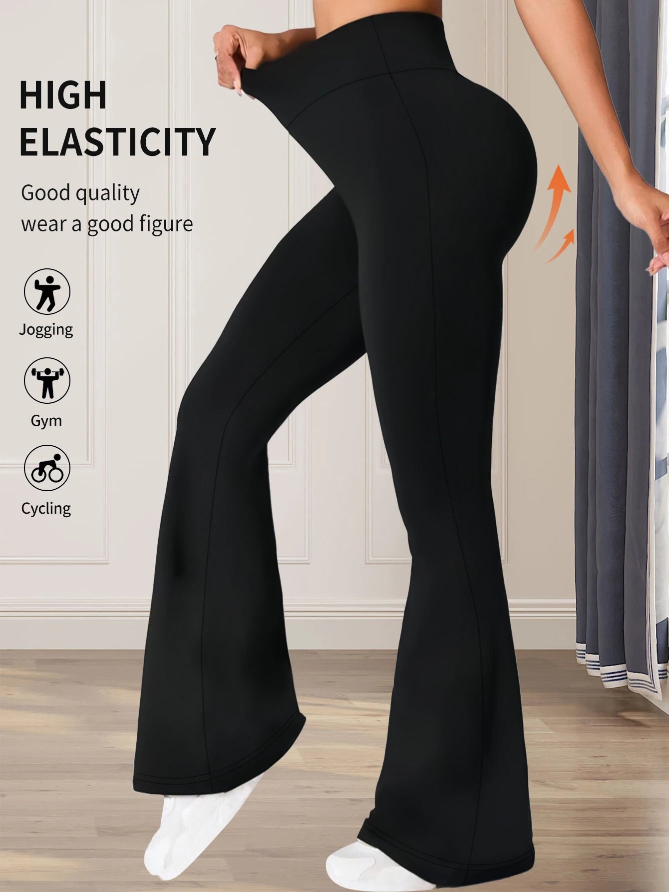 High Waist Slim Flare Trousers