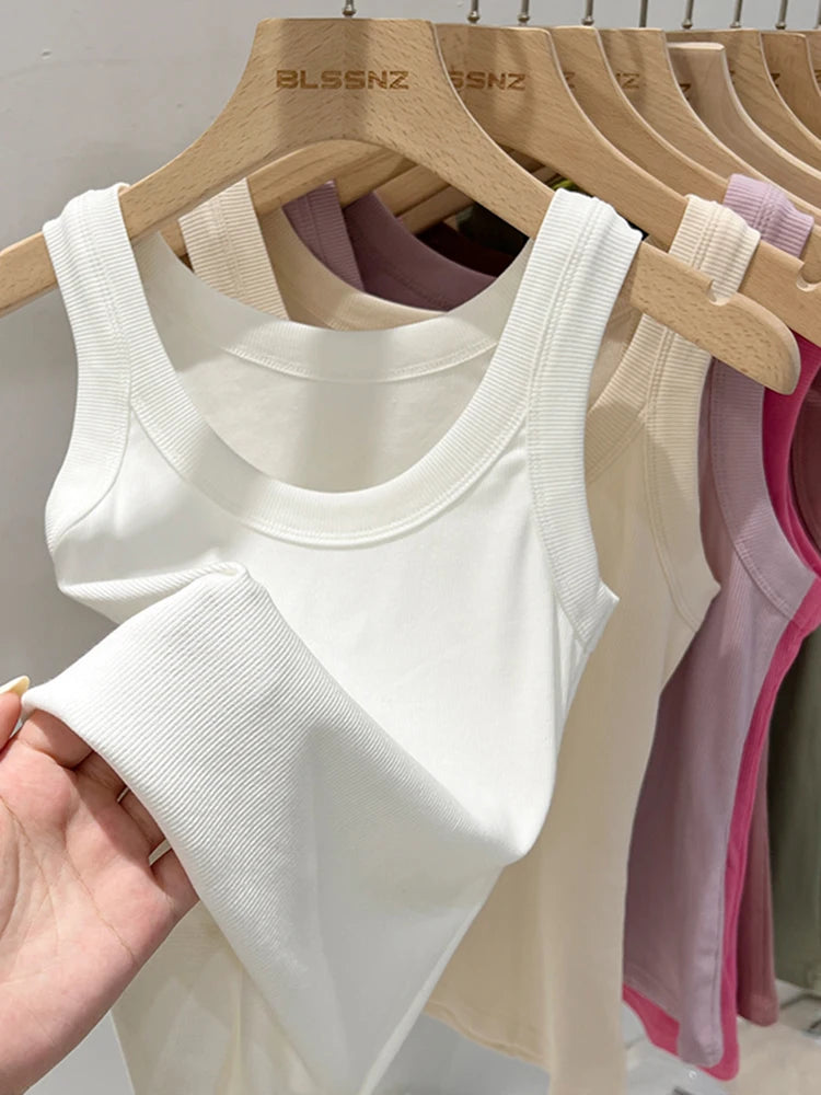 Ribbed Round Neck Tank Top